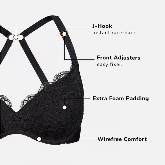 Lively 32C No-Wire Push up bra black lace - Picture 3 of 6